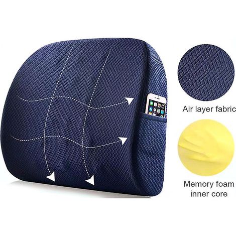 Oreiller lombaire 3D multifonctionnel en mousse à mémoire de forme souple, compatible avec une chaise, au bureau, en voiture ou à la maison. (1/4)
