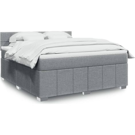 Boxspringbett mit Matratze Hellgrau 180x200 cm Stoff