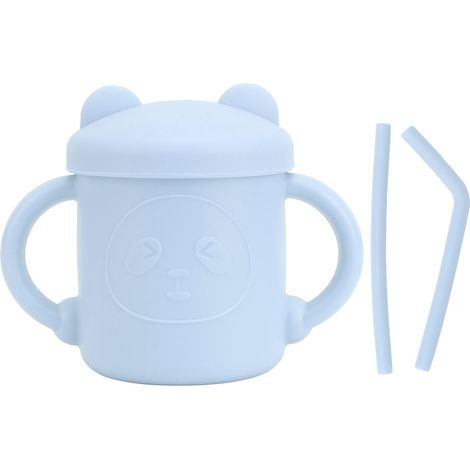 Gobelet d'apprentissage en silicone motif panda, anti-dérapant, résistant aux chutes, avec anses et bec verseur, 1 pièce (1/5)