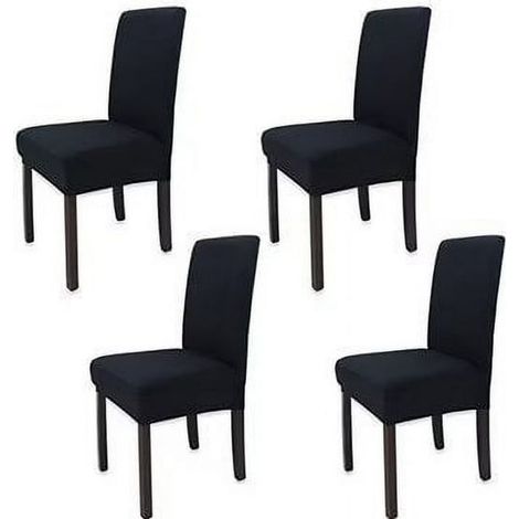Pièces Housse de Chaise Moderne élastique, Amovible Lavable Extensible Housses de Chaise de Salle à Manger, Couverture de Chaise pour Décor Salle à Manger, Hôtel et Mariage (Noir) (1/5)