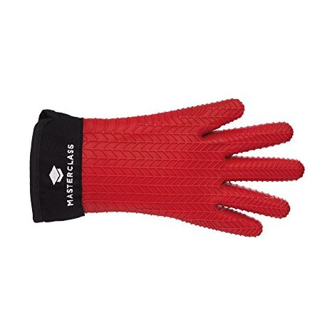 KitchenCraft - Guanto da forno con dita, in silicone, rosso, taglia unica (1/4)