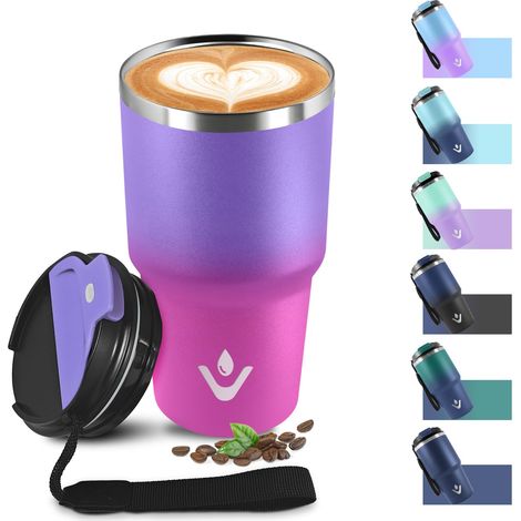 Mug Isotherme 600ml 20oz, Thermo Café Réutilisable Acier Inoxydable 304, sans BPA, Tasse à café Double Paroi, Tumbler Gobelet Isotherme pour École, Sport, Bureau, Gym, Yoga, Camping, Randonnée (1/5)