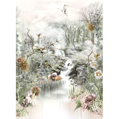 Komar – Papier peint panoramique Fable vert – Motif naturel pour chambre, salon ou bureau – Dimensions 184 x 254 cm – Écologique et durable (1/2)