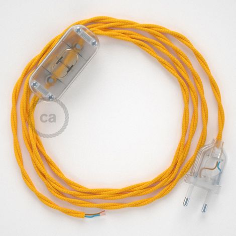Cordon pour lampe, câble TM10 Effet Soie Jaune 1,80 m. Choisissez la couleur de la fiche et de l'interrupteur Transparent (1/4)