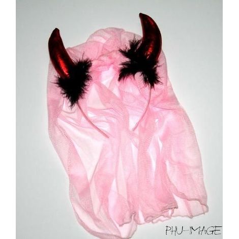 Cornes avec voile ROSE 1 pc. (1/2)