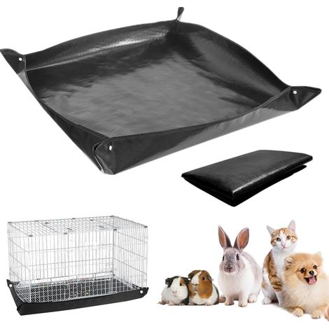 150x150 cm Tapis de Parc Imperméable pour Animal Domestique Base Réutilisable pour Petits Animaux Lapins Tapis de Cage pour Cochons d'Inde Furets, Noir (1/5)