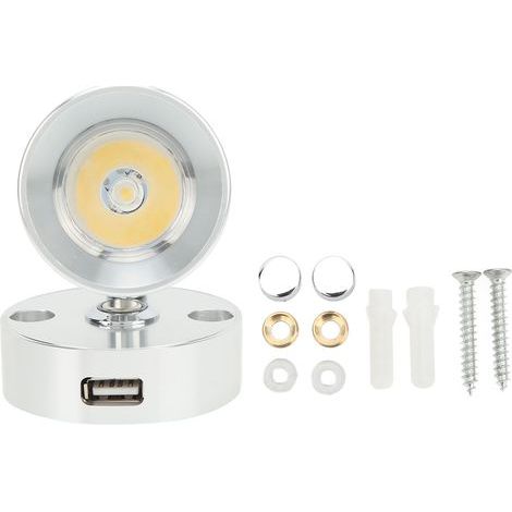 LED-Leselampe für Wohnmobile, Dimmerschalter per Knopfdruck, USB-Anschluss, Wandmontage, Innenraumbeleuchtung für Wohnwagen, Campervans und Boote, silber, weiß, neutral