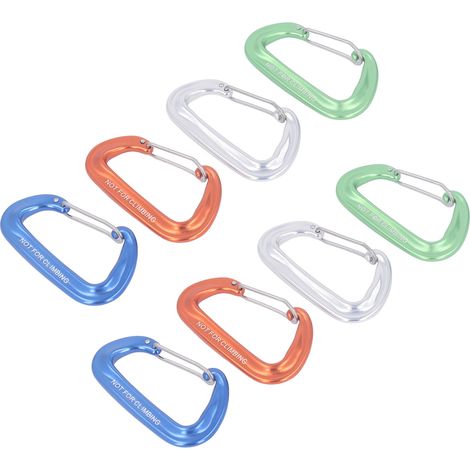 Lot de 8 mousquetons robustes 12 kN, anneaux en D légers en alliage d'aluminium, pour le camping, la randonnée et les hamacs. (1/5)