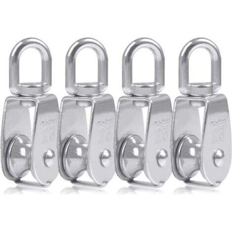 4 Pcs Blocs Monobloc en Acier Inoxydable 304, Grue pour Poulie M25, Charge Pivotante de 150 kg