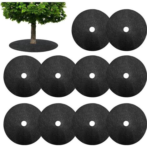 Lot de 10 disques de paillage pour arbre, anneau de paillage, tapis de protection contre les mauvaises herbes, non-tissé pour jardin, jardinage, protection des arbres, protection contre les racines