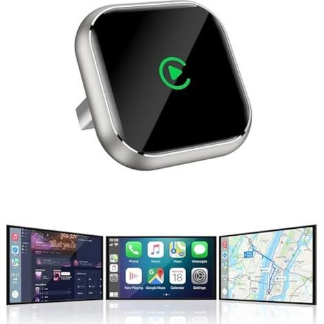 Boîtier CarPlay sans fil pour GPS portable pour voiture – Pour écran monté sur tableau de bord, convertit CarPlay filaire en sans fil, Wi-Fi 5 GHz, connexion auto, compatible système d’origine (2016+) (1/5)