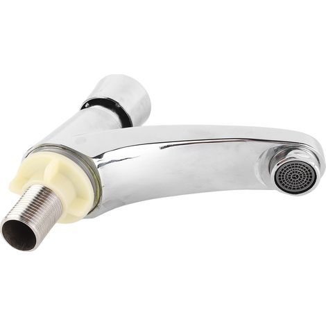 Robinet temporisé en cuivre à fermeture automatique pour évier simple d'eau froide, idéal pour la cuisine et les espaces publics. (1/5)
