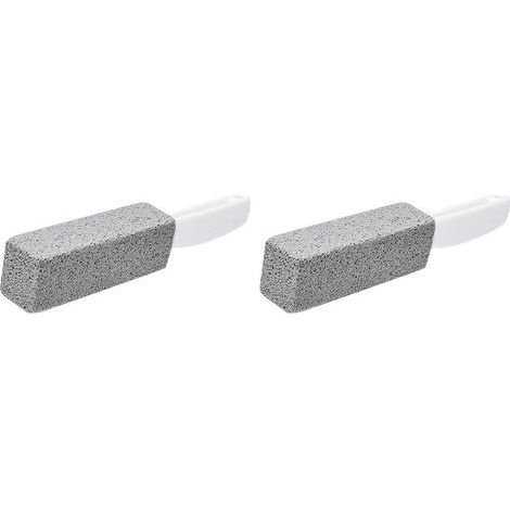 Set aus 2 effektiven Reinigungsbürsten für Toilettenschüsseln aus Bimsstein, mit gebogenem PP-Griff, für Fliesen und Grills. (1/5)