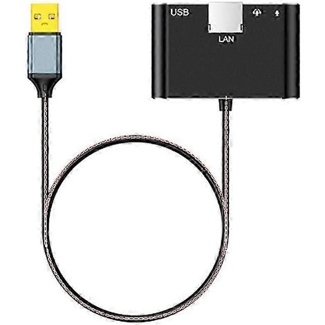Adaptateur réseau USB 4-en-1 multifonction : carte réseau USB vers RJ45 LAN, carte audio/son USB vers 3,5" - JXLGV (1/5)