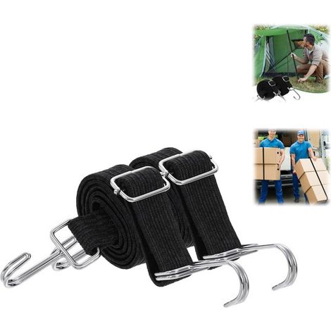 2 Stück Elastisches Seil Verstellbares Seil mit Haken Gepäckseil Frachtseil Flach Extra stark Mit Metallschnalle zum Tragen schwerer Gegenstände (1/5)