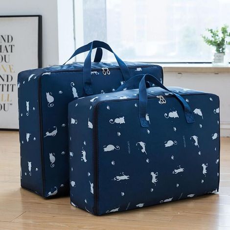 Sac Rangement Vetement, Grand Housse de Rangement, étanche Sac de Rangement sous Lit pour Couette Oreillers Jouets Vestes Literie,Bleu (1/4)