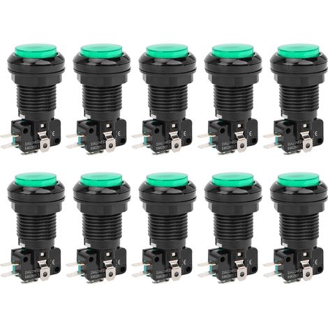 Lot de 10 boutons-poussoirs BERM à réarmement automatique 250 V pour consoles de jeux, grues et autres machines BEM® Y33 Vert (1/5)