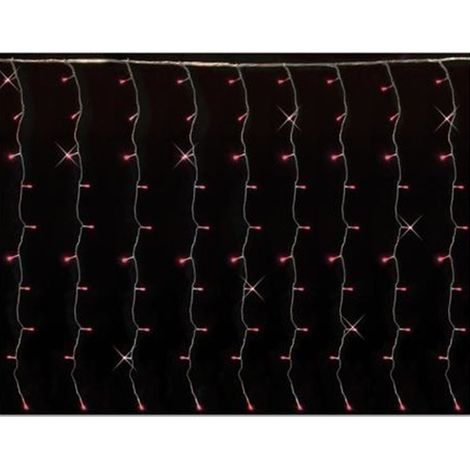 Tenda luminosa rossa stringa 200 luci led pioggia cascata di natale esterno prolungabile bianco freddo 4mt di illuminazione (1/5)