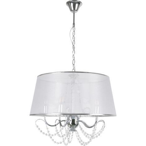 Suspension Polux Abbazia chrome blanc 5xE14 Ø56 H105 (1/5)