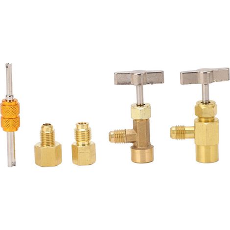 Robinet de perçage auto-obturant en laiton R134A avec adaptateurs pour réservoir de réfrigérant, pour climatisation. (1/5)