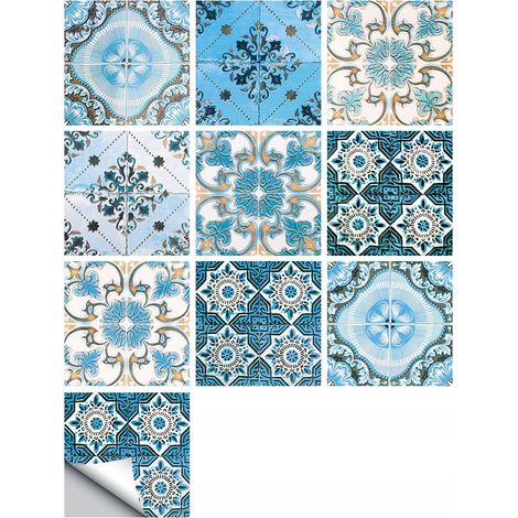 Juego de 10 paneles autoadhesivos de PVC con diseño de patchwork, papel pintado de 20x20cm zm-06-025 (1/5)