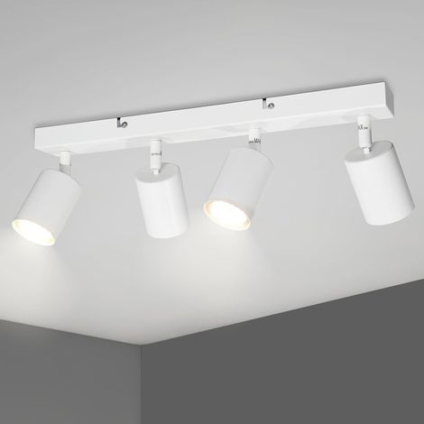 Plafonnier Spot LED 4 Spots GU10 Intérieur, Blanc Spot de Plafond, Luminaire Plafonnier LED Orientable, Spot Mural Spot de Plafond pour Salon Chambre Cuisine, Sans Ampoule (1/5)