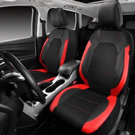 Coprisedili universali per auto in pelle e rete traspirante 3D - Nero (1/3)