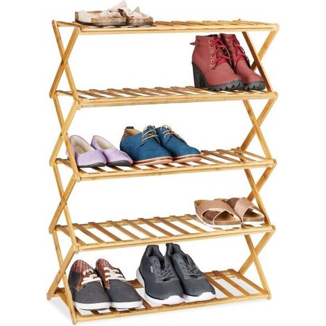 Ripiano per scarpe pieghevole in bambù (1/5)