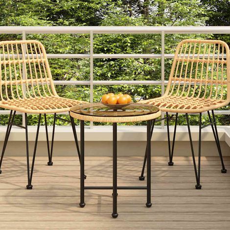 Table à manger Scandinave - Table de salle à manger Ø50 cm Verre trempé et acier BV387977 - BonneVie
