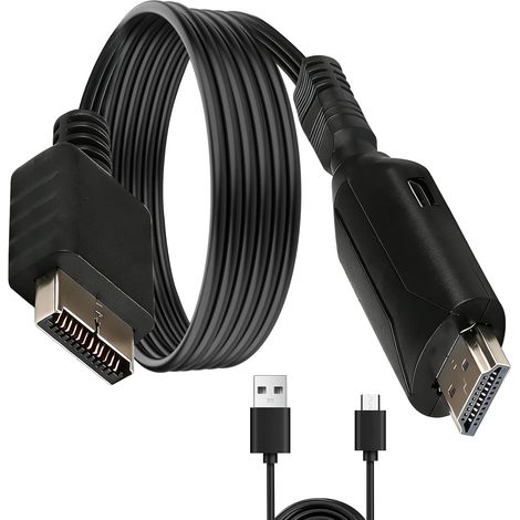 PS1/PS2-zu-HDMI-Adapterkabel (AV-Kabel) für PS1/PS2-zu-HDMI-Konverter, HD-Audio-Video-Multimedia-Schnittstelle mit 1080p/720p-Ausgang für Spielkonsolen, HDTV, Monitor, Plug & Play, 100 cm