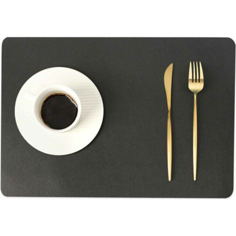 Lot de 4 tablettes rectangulaires noires 43 x 30 cm en similicuir noir (1/5)
