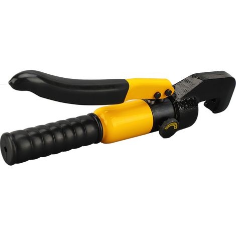 Pince hydraulique portable à sertir avec 16 matrices, sertisseuse manuelle pour cosses en cuivre et aluminium (jaune) (1/5)