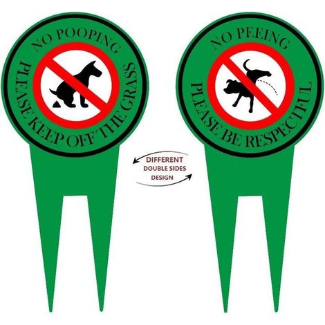 Doppelseitiges Schild (15 x 30 cm) „Hunde dürfen sich nicht auf Ihrem Rasen erleichtern“ mit Erdspieß. Verhindern Sie, dass Hunde Ihren Rasen beschmutzen. Freundliche Botschaft: Bitte respektieren Sie (1/5)