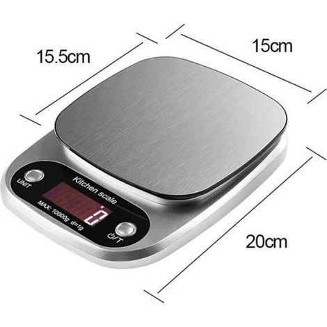Balance De Cuisine - 10 Kg - Précision 1 G - Écran LCD Grand Format - Fonction Tare - Alimentation Piles AAA - Pour Pâtisserie Et Cuisine (1/4)