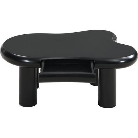 Mesa de centro negra con forma de nube de MDF, LED de 16 colores y cajón HOMVRA (1/5)