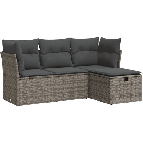 Maison Exclusive - 4-tlg. Garten-Sofagarnitur mit Kissen Grau Pol