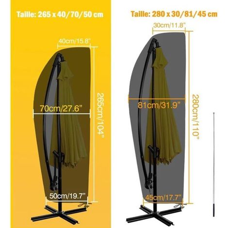 Housse Parasol Déporté, Housse de Protection en Tissu Oxford, Coupe-Vent, Anti-UV, Résistante aux déchirures avec Tige Étiquette (1/5)