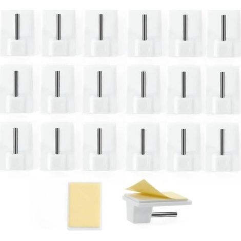 Crochet Rideau - Noname - 20 Pcs - Autocollants - Installation Facile - Blanc (1/4)