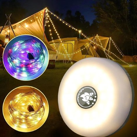 2-in-1 LED-Campingbeleuchtung – 10 m lange dekorative Lichterkette für Camping – Lichterkette für den Außenbereich – Wiederaufladbare LED-Lampe – Wasserdicht (1/5)
