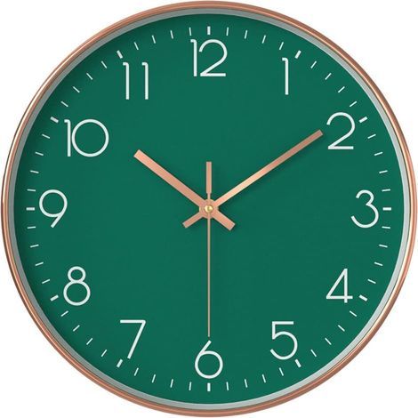 Modern Children's Wall Clock - Silent - 30 cm - Quartz - Battery Operated - Ideal for the Office, Classroom, Living Room, Bedroom (Green) (1/4)