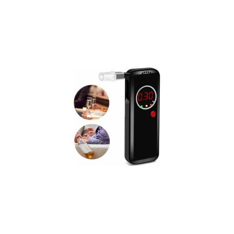 Etilometro elettronico, etilometro digitale, misuratore di alcol portatile e tester di alcolemia con display LCD, etilometro ad alta sensibilità con 12 boccagli - Crezuo