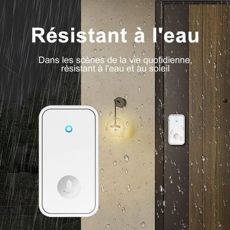 Campanello wireless plug-in - Wireless, non richiede batteria, 60 melodie, volume a 5 livelli, flash LED, kit campanello con 150 metri, flash LED (1/4)