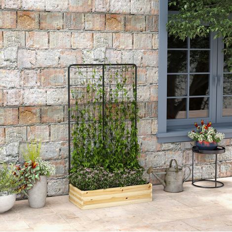 Fioriera con grigliato in legno 80x38x145 cm OKMYHOME (1/5)