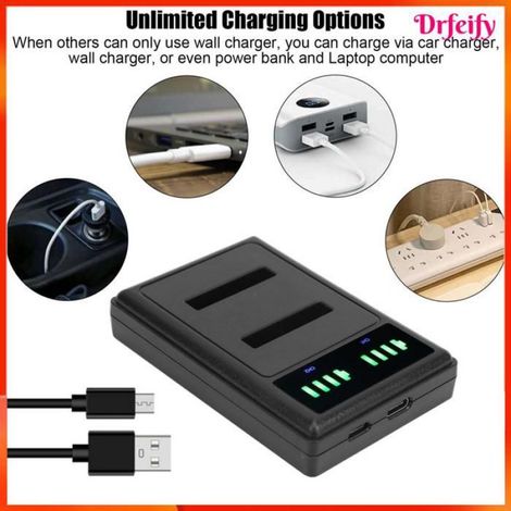 Base de chargement double hub de charge rapide pour batterie d'appareil photo EN-EL19, écran LCD, entrée type-C, portable (1/4)