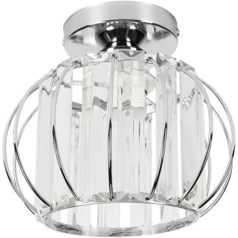royaluxe- Lustre Moderne Argent Lampe De Plafond En Cristal Plafonnier En Verre Plafonnier Créatif E27 Pour Couloir Bureau Chambre Cuisine Balcon
