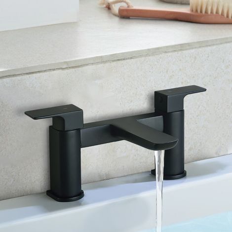 Astra Contemporary Matte Black Bridge Deck Mounted Bath Filler Tap (1/5)