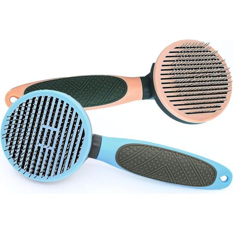 Lot de 2 brosses en un clic pour enlever les nœuds, les poils lâches et le sous-poil - Pour animaux de compagnie à poils courts et moyens et longs