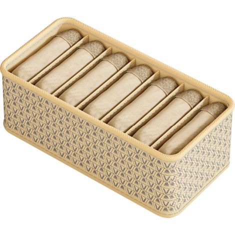 Lot de 7 Séparateurs de tiroir Beige Gris Organiseur Placard Penderie Boîte Rangement Pliable Petit 32x16x11cm (1/5)