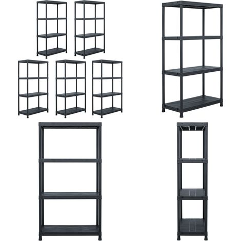 Lagerregale 5 Stk. Schwarz 60 x 30 x 138 cm Kunststoff - Kunststoffregal - Bücherregal (1/5)