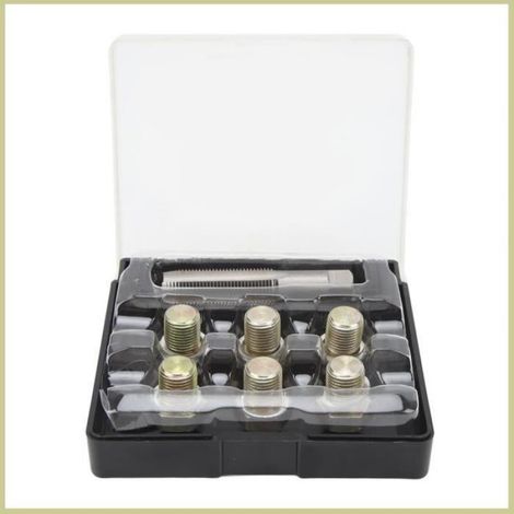 Kit de réparation de filetage de bouchon de vidange d'huile, outil de refiletage de vis de carter d'huile M13 X 1.5mm, Kit d'outils (1/4)